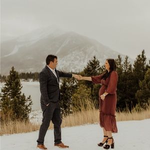 Stevie May Floyd Embellished Midi Dress Long Sleeve Maroon Medium